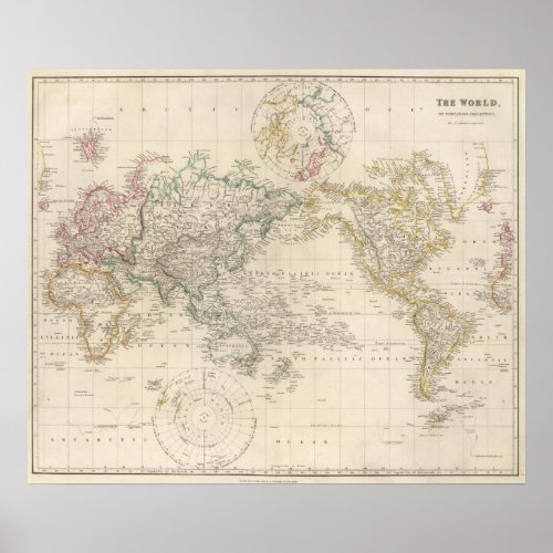 Mercators Projection of the world Poster