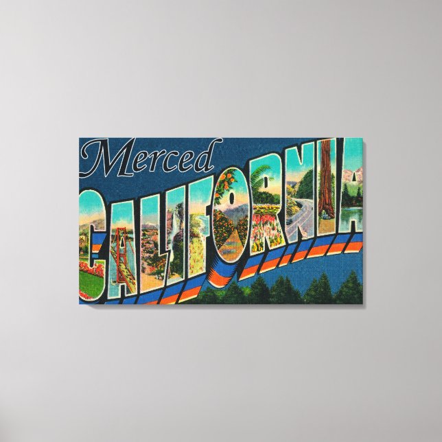 Merced, California - Large Letter Scenes Canvas Print (Front)