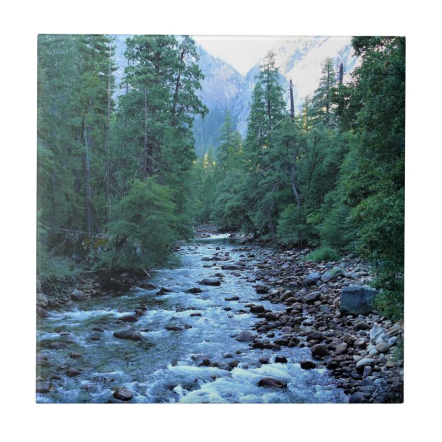 Merced River by Happy Isles, Yosemite, CA Ceramic Tile (Front)