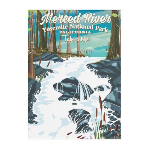 Merced River California travel poster Acrylic Print