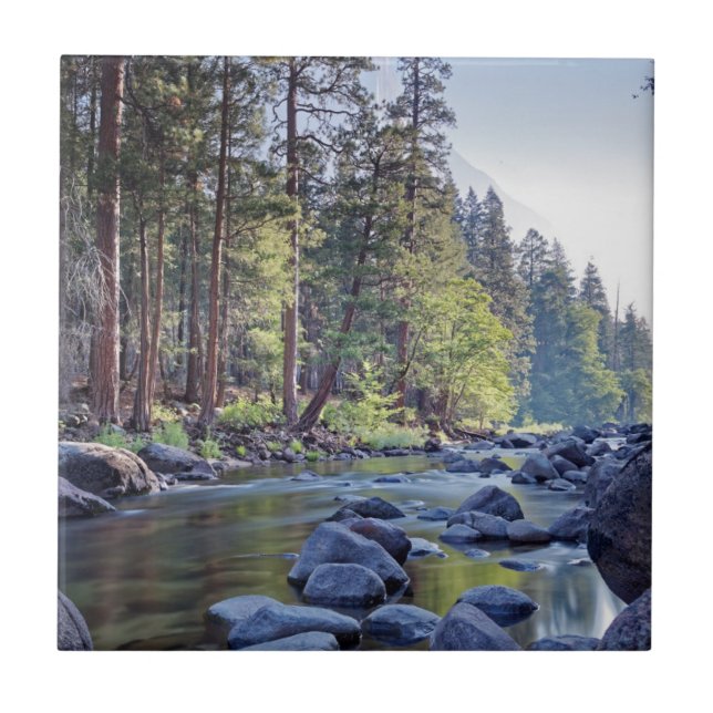 Merced River | Yosemite National Park at Sunrise Ceramic Tile (Front)