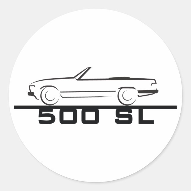 Mercedes 500 SL Type 107 Classic Round Sticker (Front)