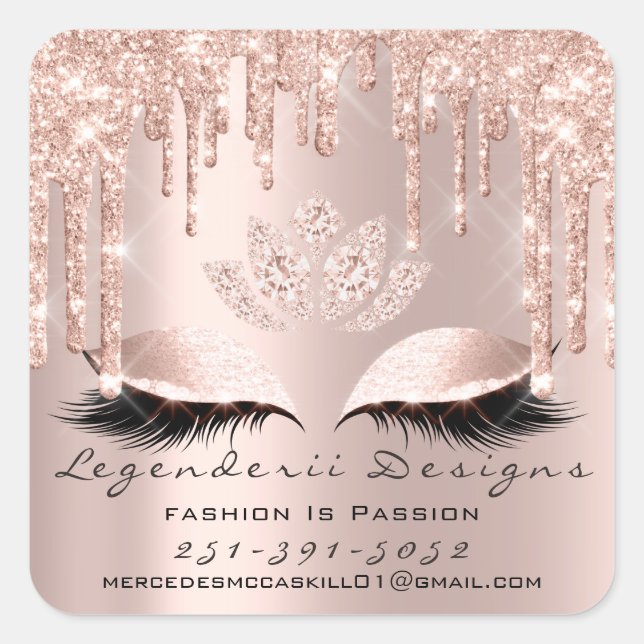 Mercedes Beauty Lashes Lotus Thank Mail Number Square Sticker (Front)