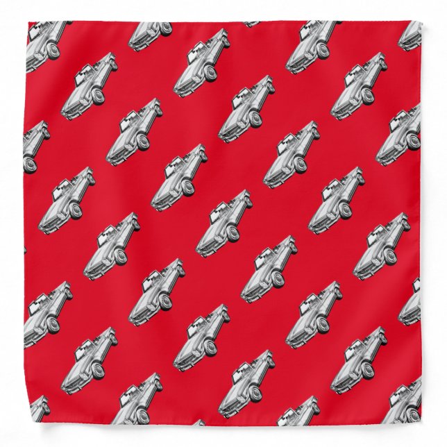 Mercedes Benz 280 SL Convertible Car Illustration Bandana (Front)