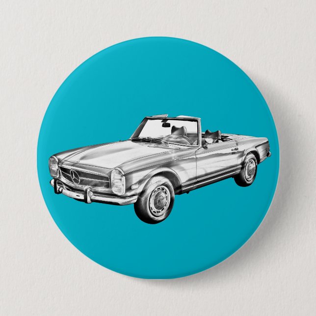 Mercedes Benz 280 SL Convertible Car Illustration Button (Front)