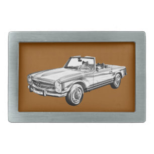 Mercedes Benz 280 SL Convertible Car Illustration Rectangular Belt Buckle