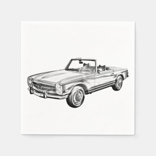 Mercedes Benz 280 SL Convertible Illustration Napkins (Front)