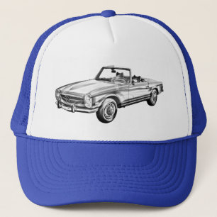 Mercedes Benz 280 SL Convertible Illustration Trucker Hat