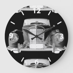 Mercedes Benz 300 Luxury Black and White Car Art Large Clock