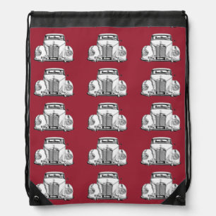 Mercedes Benz 300 Luxury Classic Car Illustration Drawstring Bag