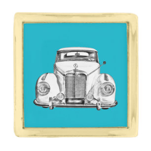 Mercedes Benz 300 Luxury Classic Car Illustration Gold Finish Lapel Pin