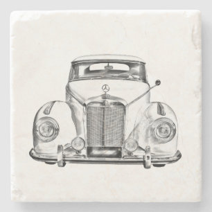 Mercedes Benz 300 Luxury Classic Car Illustration Stone Coaster