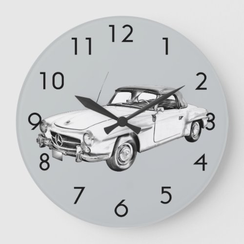 Mercedes Benz 300 sl Classic Car Illustration Large Clock