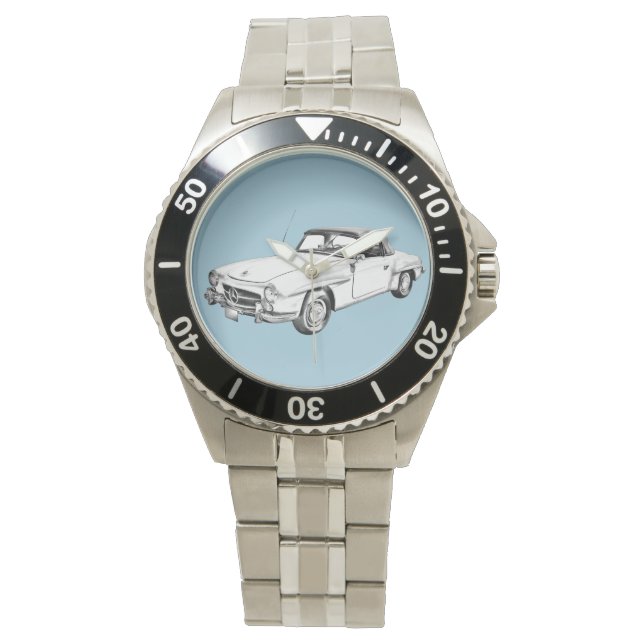 Mercedes Benz 300 sl Classic Car Illustration Watch (Front)