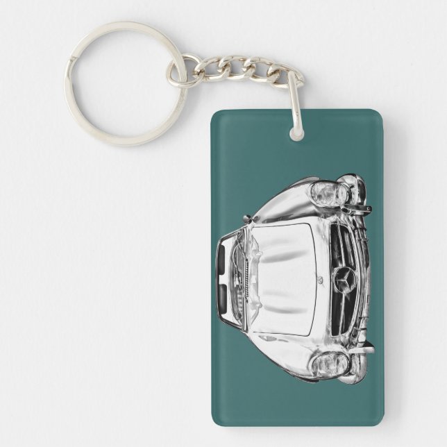Mercedes Benz 300 SL Convertible Illustration Keychain (Front)