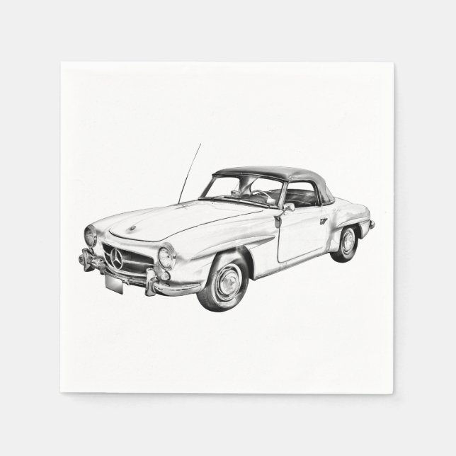 Mercedes Benz 300 sl Illustration Paper Napkins (Front)
