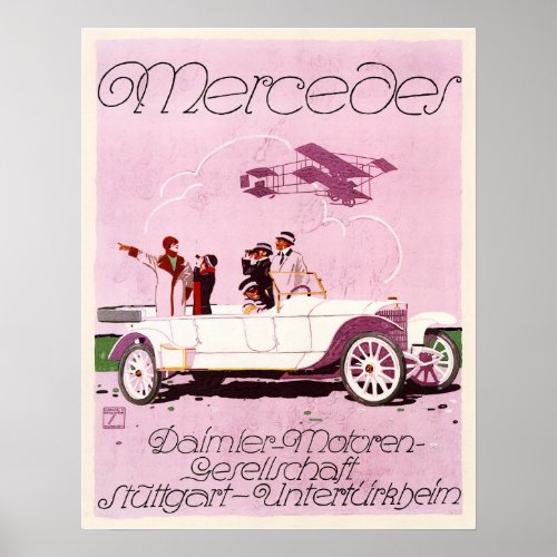 Mercedes Daimler Motor 1914 Old Advertising Poster