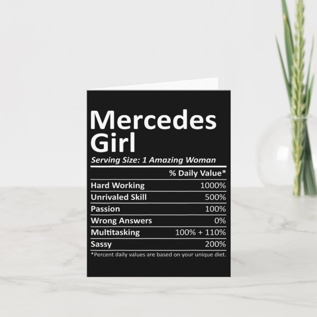 Mercedes Girl Tx Texas Funny City Home Roots Usa G Card (Front)