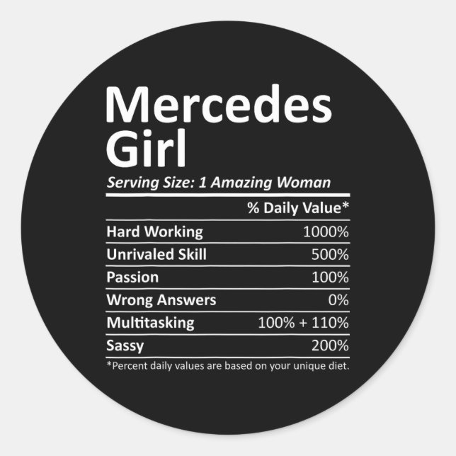 Mercedes Girl Tx Texas Funny City Home Roots Usa G Classic Round Sticker (Front)
