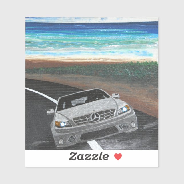 Mercedes on coast sticker (Sheet)