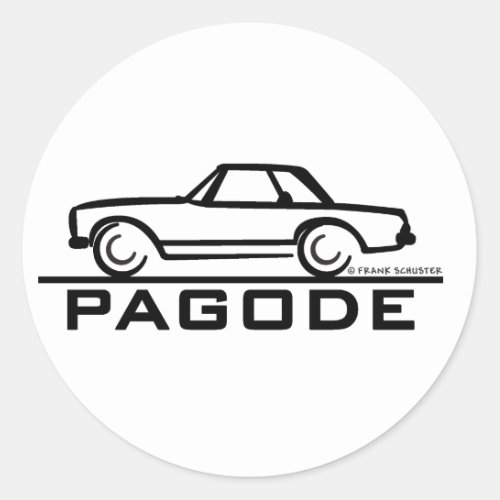 Mercedes SL Pagode with Script Classic Round Sticker
