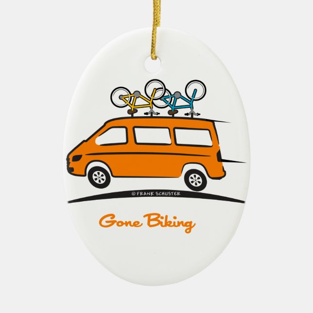 Mercedes Sprinter Gone Biking Ceramic Ornament (Front)