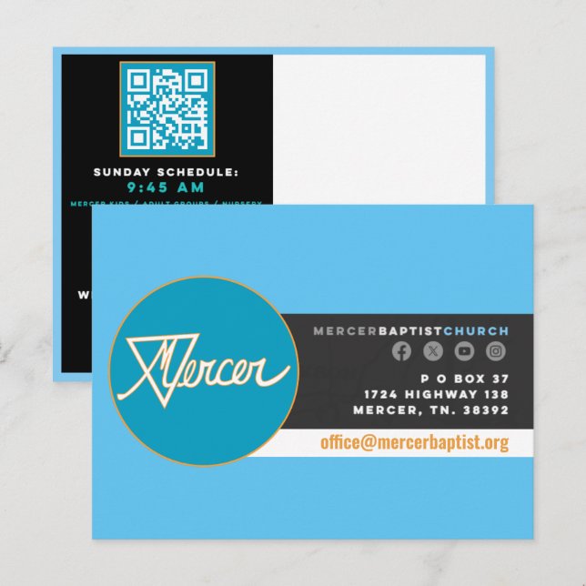Mercer Baptist Church Invitation Postcard (Front/Back)