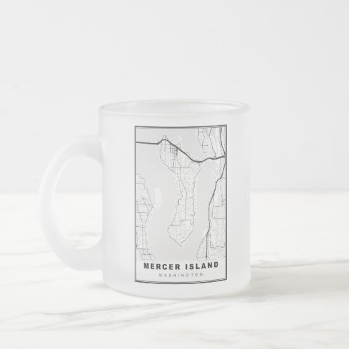 Mercer Island Map Frosted Glass Coffee Mug
