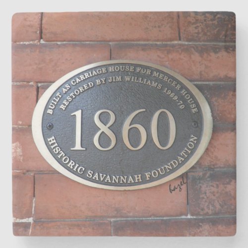 Mercer Williams Carriage House Sign Savannah Stone Coaster