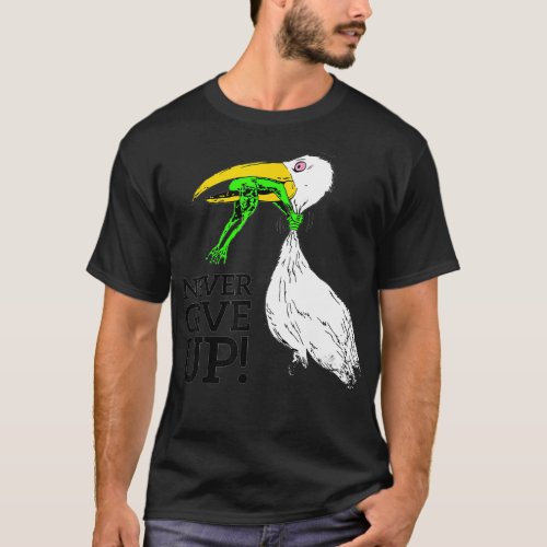 Merch never give up stork and frog Merch T_Shirt