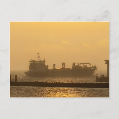 Merchant ship on the North Sea near Cuxhaven Postcard