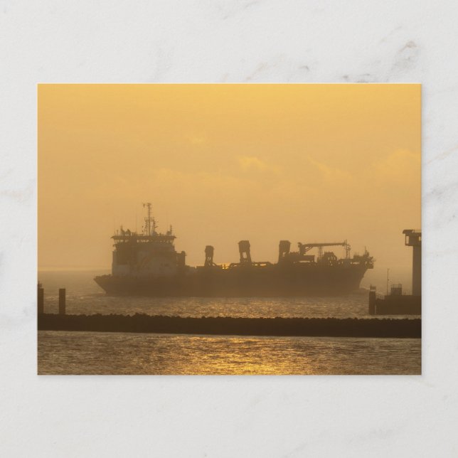 Merchant ship on the North Sea near Cuxhaven Postcard (Front)
