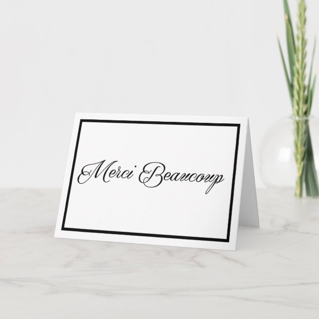 Merci Beaucoup card in black with black border (Front)