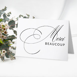 Merci Beaucoup Elegant Calligraphy Thank You Card