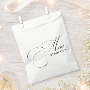 Merci Beaucoup Elegant Calligraphy Thank You Favor Bag