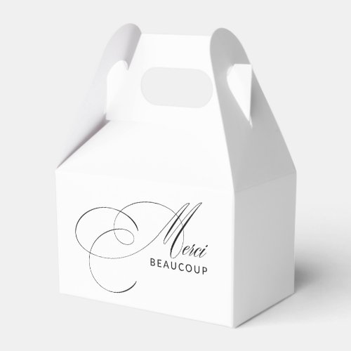 Merci Beaucoup Elegant Calligraphy Thank You Favor Boxes