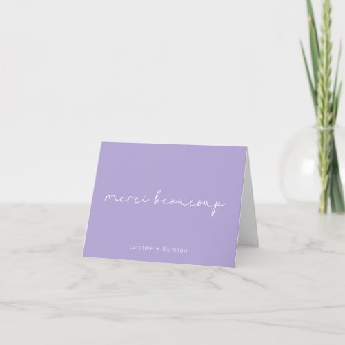 Merci Beaucoup in Lilac Minimalist Personalized  Thank You Card