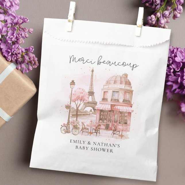 Merci Beaucoup Paris Cafe Baby Shower Thank You  Favor Bag (Creator Uploaded)