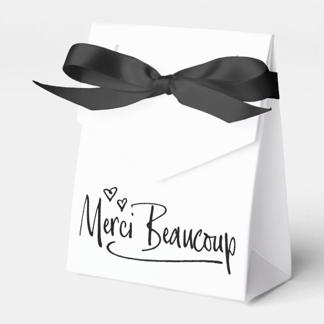 "Merci Beaucoup" Paris Doodle Sketch Baby Shower Favor Boxes (Front Side)