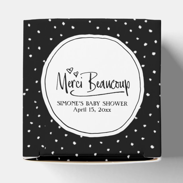 "Merci Beaucoup" Paris Personalized Baby Shower Favor Boxes (Top)