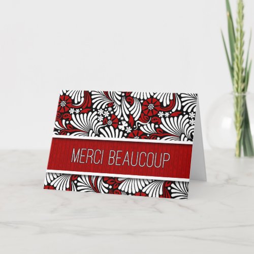Merci Beaucoup Red Fern Blank French Thank You Card