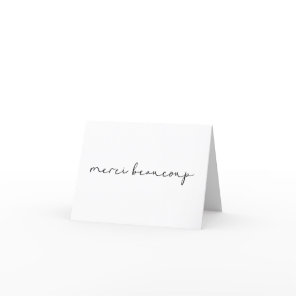 Merci Beaucoup Simple Minimalist Hand Lettering  Thank You Card