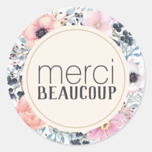 Merci Beaucoup Thank You Floral Sticker