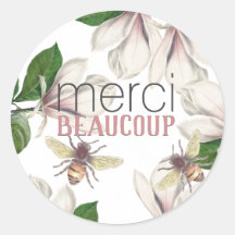 Merci Beaucoup Thank You with Flower and Bee 