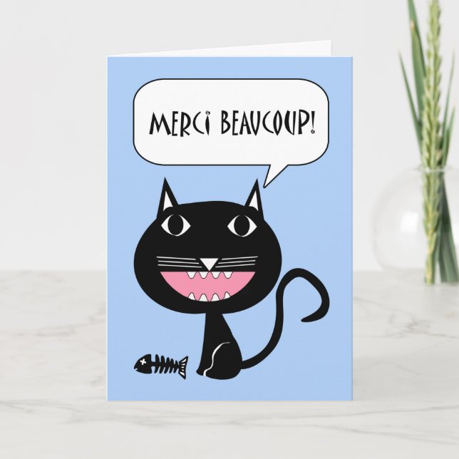 Merci Beaucoup, Thanks for Dinner in French Thank You Card (Front)