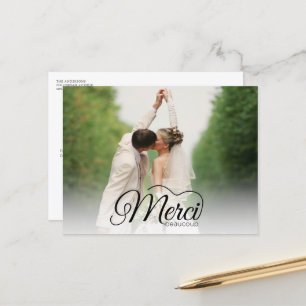 Merci Beaucoup Wedding Photo Thank You Postcard
