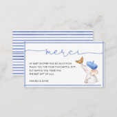 Merci French Blue Boy Baby Shower Thank You Card  (Front/Back)