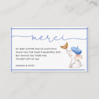 Merci French Blue Boy Baby Shower Thank You Card