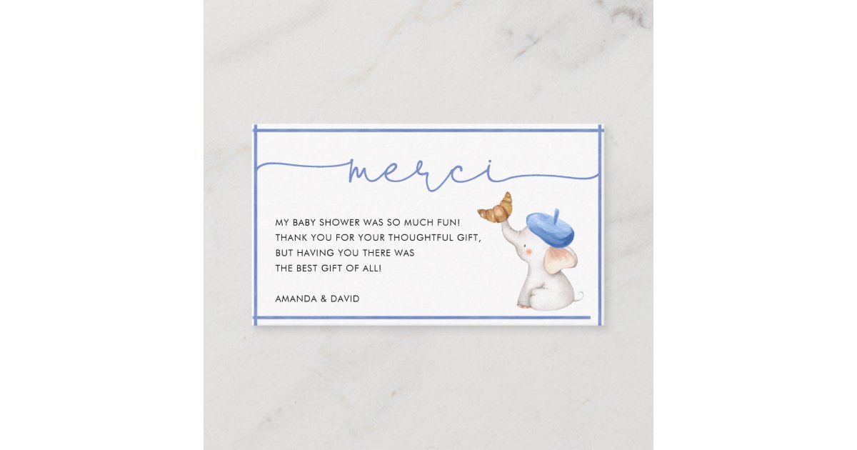 Merci French Blue Boy Baby Shower Thank You Card Zazzle Merci French Blue Boy Baby Shower Thank You Card Zazzle