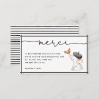 Merci French Gender Neutral Baby Shower Thank You  Enclosure Card